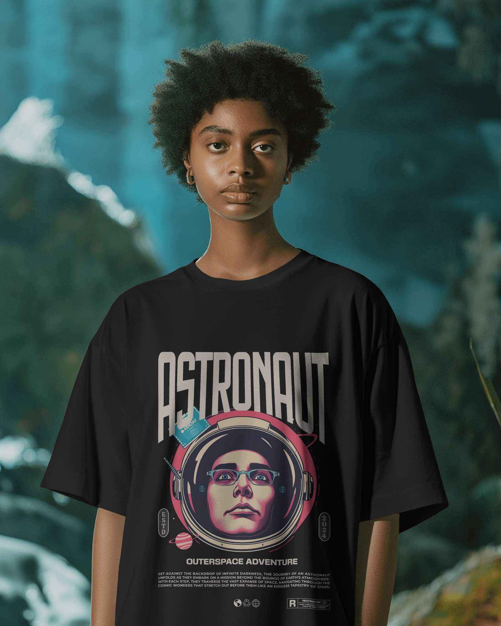 Astronaut-Outerspace adventure Oversized Tee