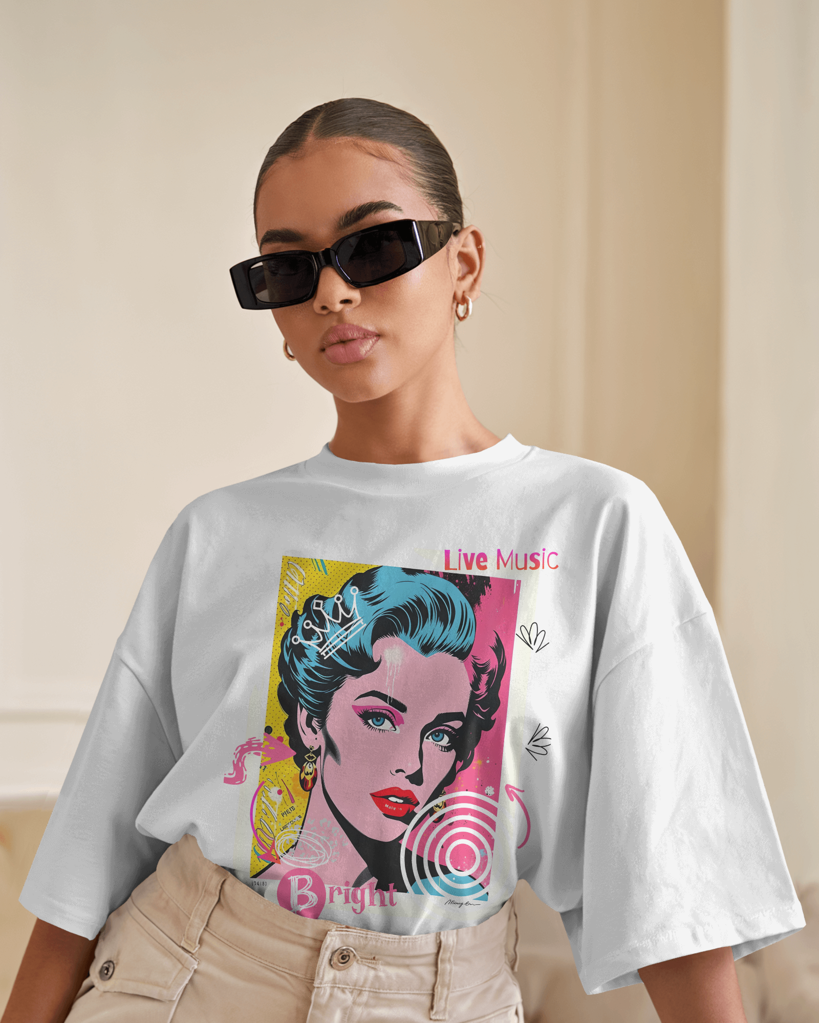 Pop Art Girl Oversized Tee