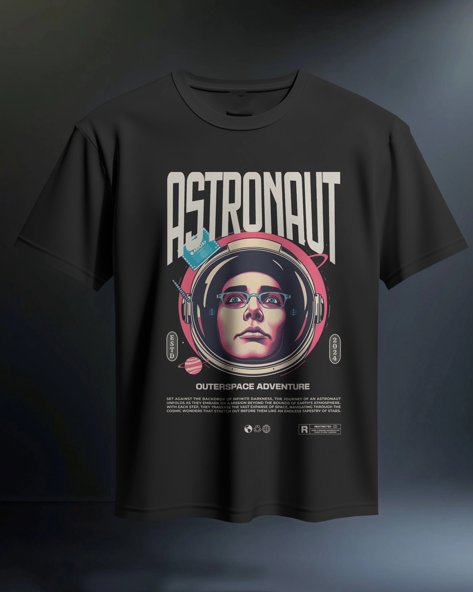 Astronaut-Outerspace adventure Oversized Tee