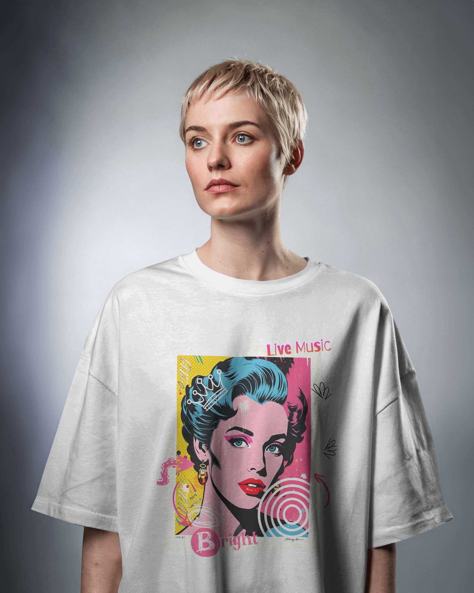 Pop Art Girl Oversized Tee